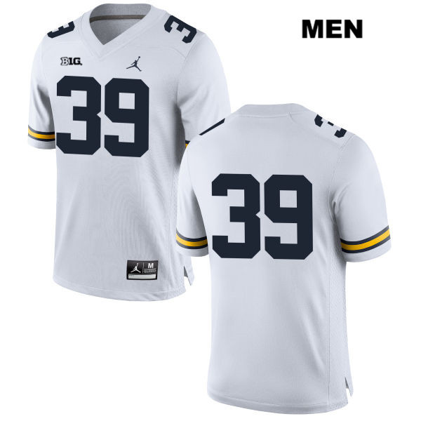 Men's NCAA Michigan Wolverines Evan Latham #39 No Name White Jordan Brand Authentic Stitched Football College Jersey RK25N16NI